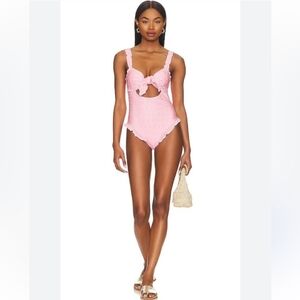 Frankie's Bikinis Pink One-Piece Swimsuit with Front Cutout